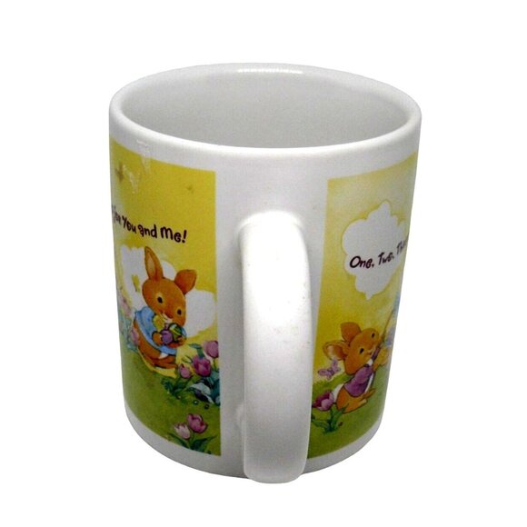 Easter Bunny Mug w "One Two Three...Finding Eggs" Scene Hallmark Coffee Teacup - Picture 2 of 5